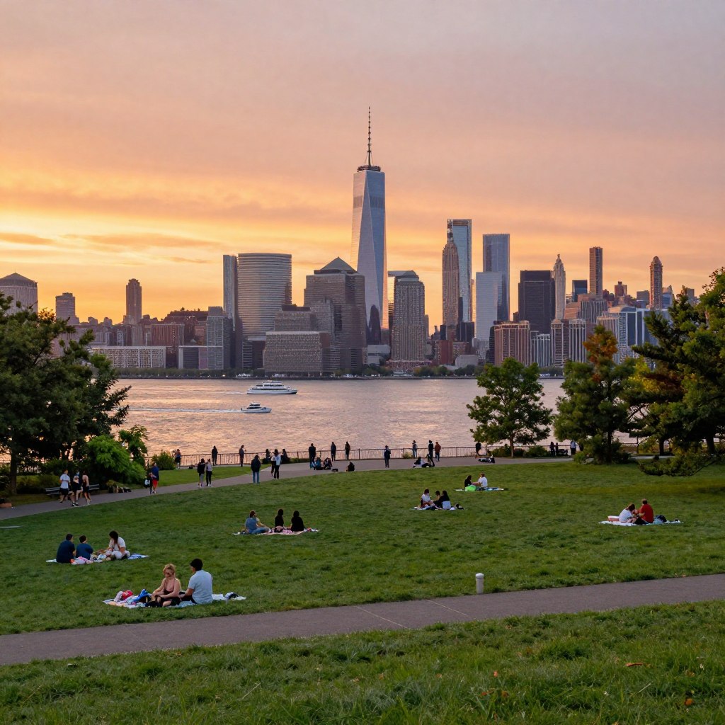 Liberty State Park Skyline View